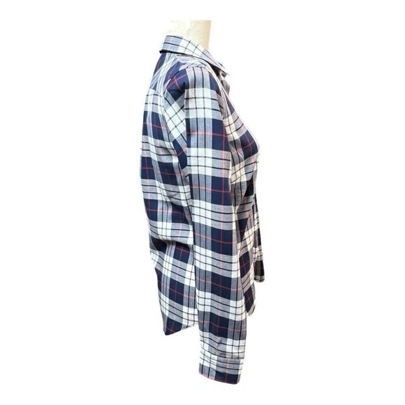 UNTUCKit Womens Plaid Cotton Button Down LS Shirt~Size 2~Blue White Red L14 40 - Picture 4 of 10